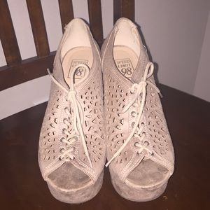 Nude platform booties